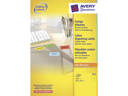 etiket Avery A4 geel