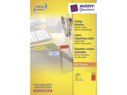 etiket Avery A4 rood