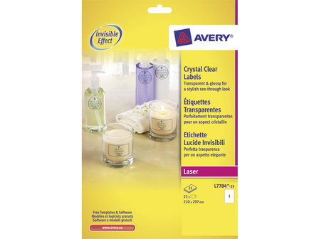etiket Avery laserjet A4 transparant glossy