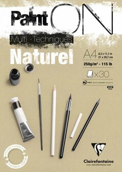 Clairfontaine PaintOn Naturel, 250gr. A4, Mixed Media